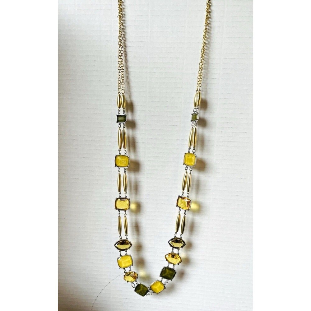 Chico’s Paige Statement Necklace Faceted Multicolor Glass Stones 30” Adjustable